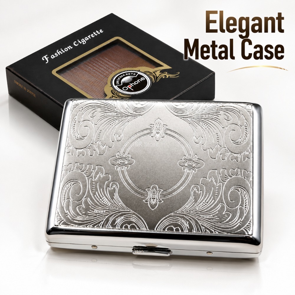 Men'S Accessories Case - Portasigarette in Acciaio Inox con Incisioni,