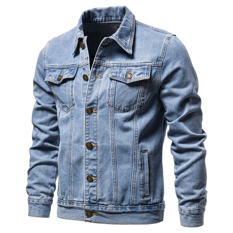 Men'S Accessories For Jeans - 2025 Autunno Uomo Solid Denim Giubbotti